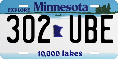 MN license plate 302UBE