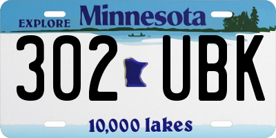 MN license plate 302UBK
