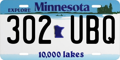 MN license plate 302UBQ