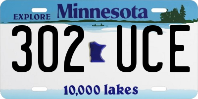 MN license plate 302UCE