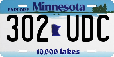 MN license plate 302UDC