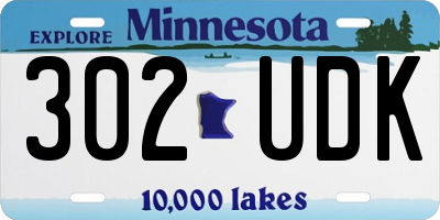 MN license plate 302UDK