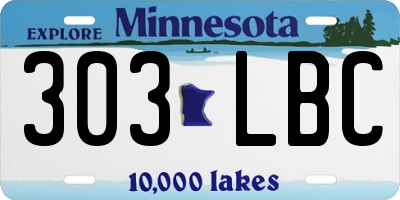 MN license plate 303LBC