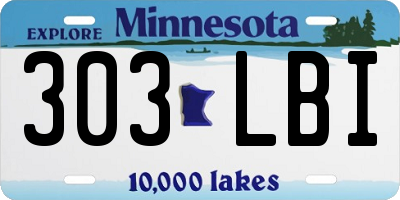MN license plate 303LBI