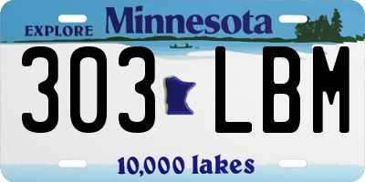 MN license plate 303LBM