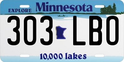 MN license plate 303LBO