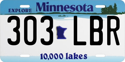 MN license plate 303LBR