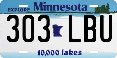 MN license plate 303LBU