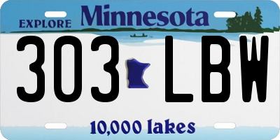 MN license plate 303LBW