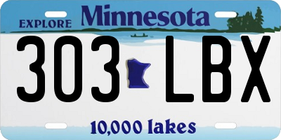 MN license plate 303LBX
