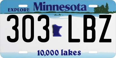 MN license plate 303LBZ