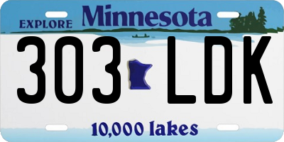 MN license plate 303LDK