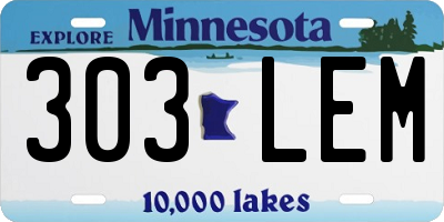 MN license plate 303LEM