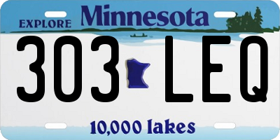 MN license plate 303LEQ