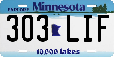 MN license plate 303LIF
