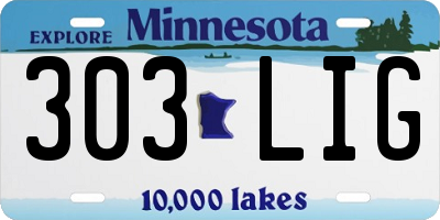 MN license plate 303LIG