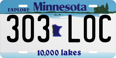 MN license plate 303LOC