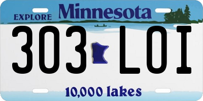 MN license plate 303LOI