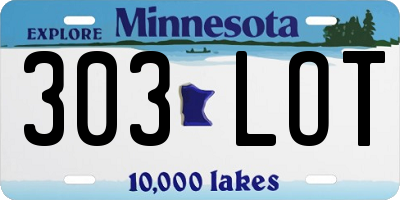 MN license plate 303LOT