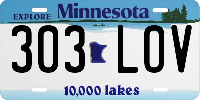 MN license plate 303LOV