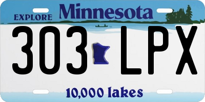MN license plate 303LPX