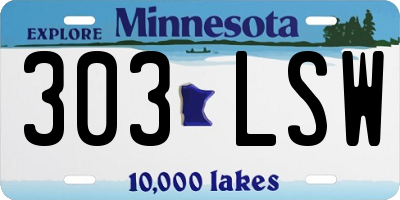 MN license plate 303LSW