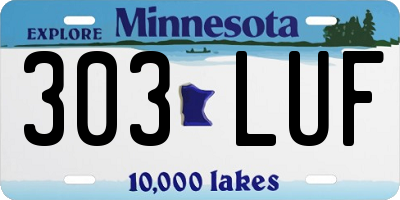 MN license plate 303LUF