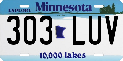MN license plate 303LUV