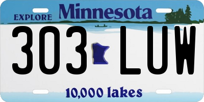 MN license plate 303LUW