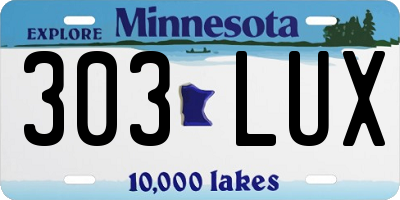 MN license plate 303LUX