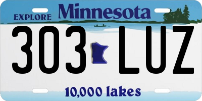 MN license plate 303LUZ