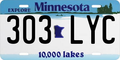 MN license plate 303LYC