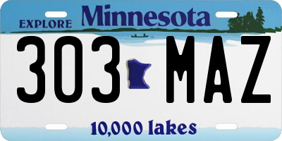 MN license plate 303MAZ