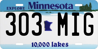 MN license plate 303MIG
