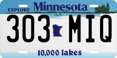 MN license plate 303MIQ