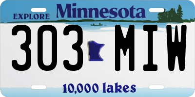 MN license plate 303MIW
