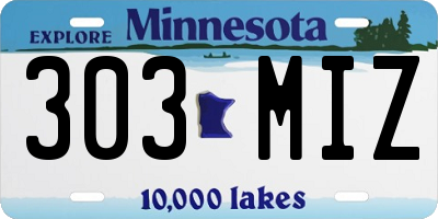 MN license plate 303MIZ