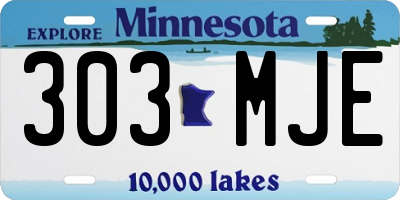 MN license plate 303MJE