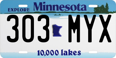 MN license plate 303MYX