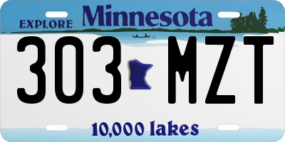 MN license plate 303MZT