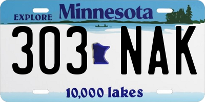 MN license plate 303NAK