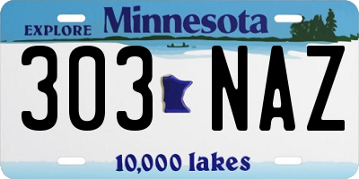 MN license plate 303NAZ
