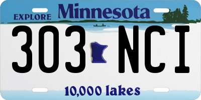MN license plate 303NCI