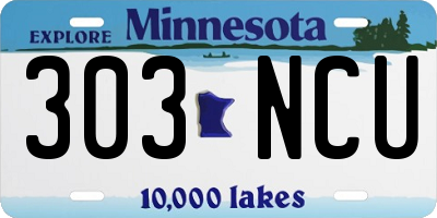 MN license plate 303NCU