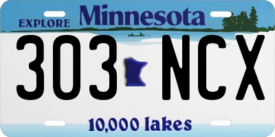 MN license plate 303NCX