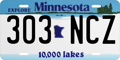 MN license plate 303NCZ