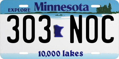 MN license plate 303NOC