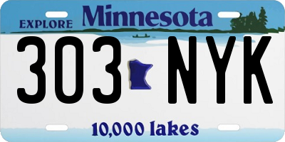 MN license plate 303NYK