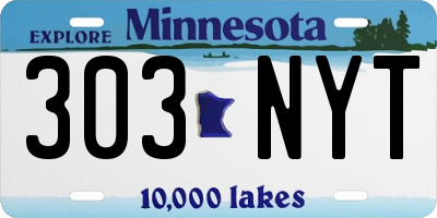 MN license plate 303NYT