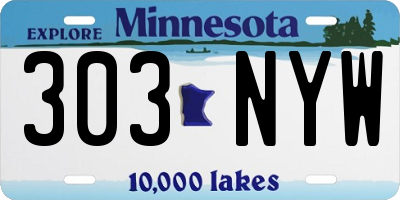 MN license plate 303NYW